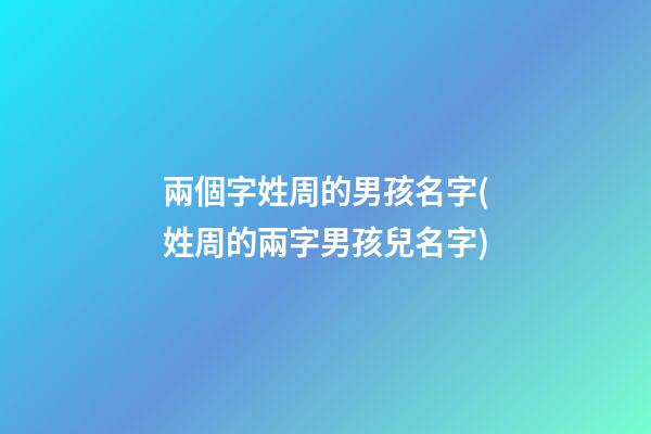 兩個字姓周的男孩名字(姓周的兩字男孩兒名字)