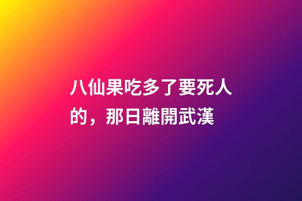 八仙果吃多了要死人的，那日離開武漢-第1張-觀點(diǎn)-玄機(jī)派