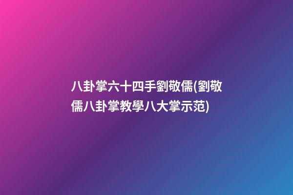 八卦掌六十四手劉敬儒(劉敬儒八卦掌教學八大掌示范)