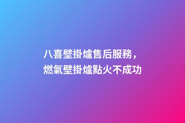 八喜壁掛爐售后服務，燃氣壁掛爐點火不成功-第1張-觀點-玄機派