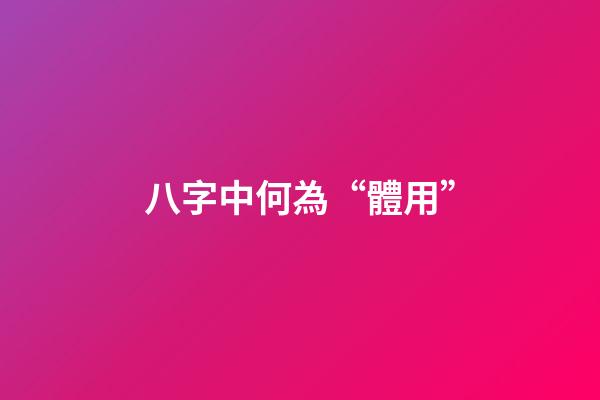 八字中何為“體用”
