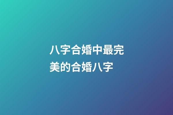 八字合婚中最完美的合婚八字