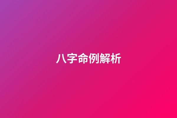 八字命例解析