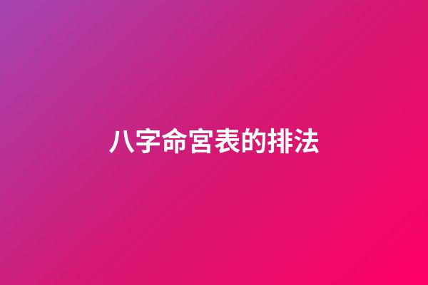 八字命宮表的排法