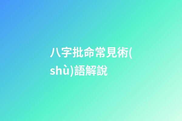 八字批命常見術(shù)語解說