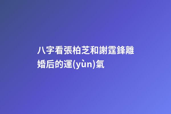 八字看張柏芝和謝霆鋒離婚后的運(yùn)氣