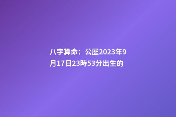 八字算命：公歷2023年9月17日23時53分出生的