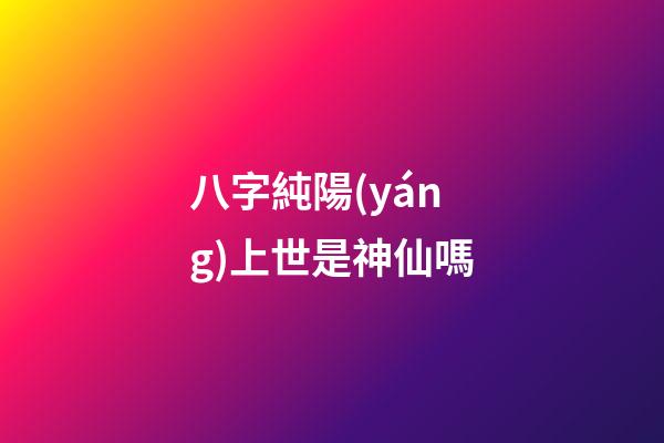 八字純陽(yáng)上世是神仙嗎