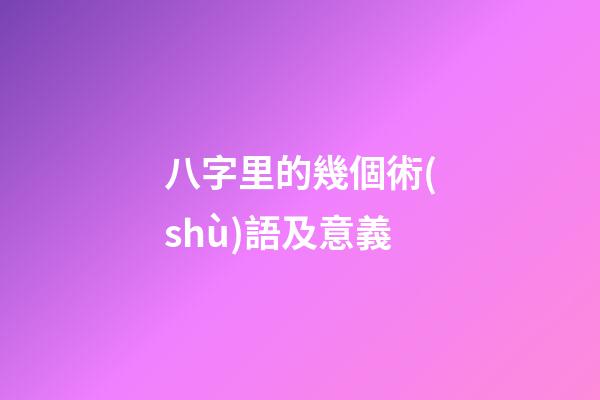 八字里的幾個術(shù)語及意義