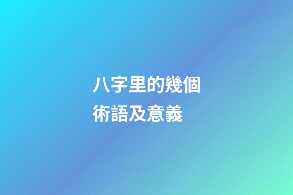 八字里的幾個術語及意義
