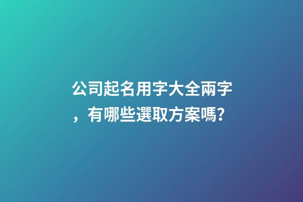 公司起名用字大全兩字，有哪些選取方案嗎？