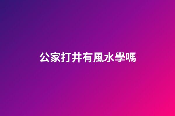 公家打井有風水學嗎