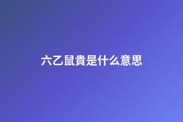 六乙鼠貴是什么意思