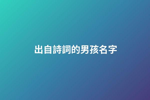 出自詩詞的男孩名字(出自詩里的男孩名字)-第1張-男孩起名-玄機派