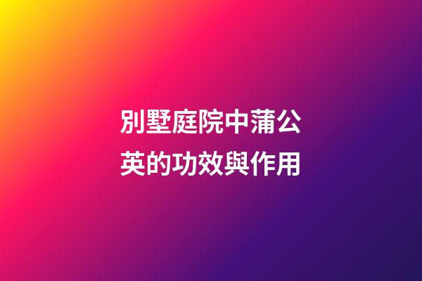 別墅庭院中蒲公英的功效與作用