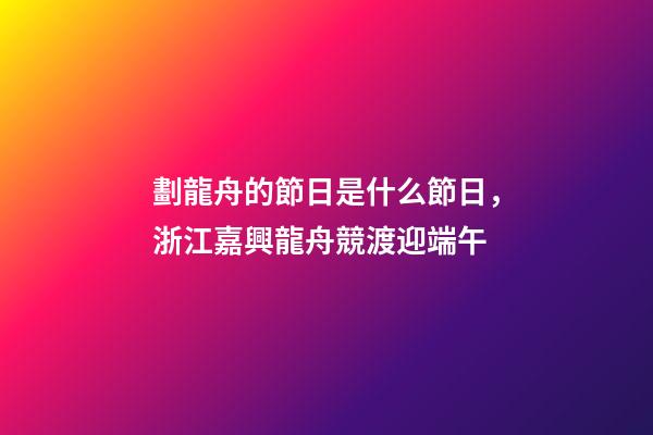 劃龍舟的節日是什么節日，浙江嘉興龍舟競渡迎端午-第1張-觀點-玄機派