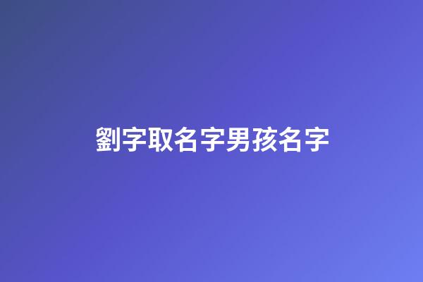 劉字取名字男孩名字(劉字取名字男孩名字兩個字)-第1張-男孩起名-玄機派