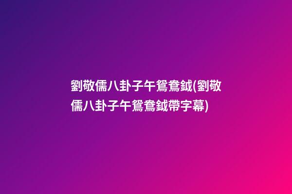 劉敬儒八卦子午鴛鴦鉞(劉敬儒八卦子午鴛鴦鉞帶字幕)