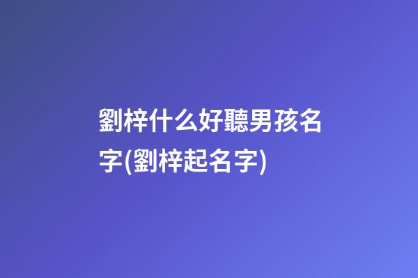 劉梓什么好聽男孩名字(劉梓起名字)