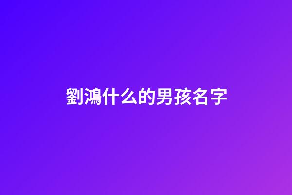 劉鴻什么的男孩名字(劉鴻什么的男孩名字最好聽)-第1張-男孩起名-玄機派