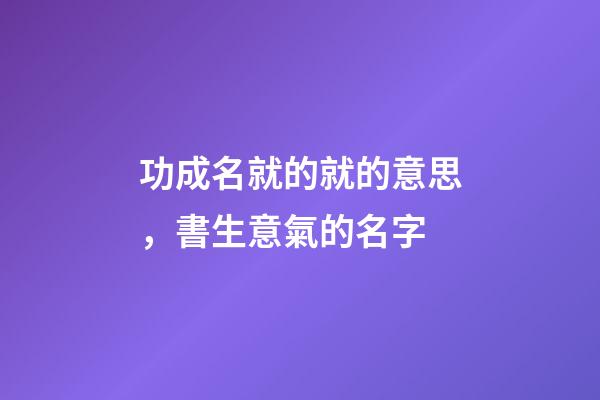 功成名就的就的意思，書生意氣的名字-第1張-觀點-玄機派