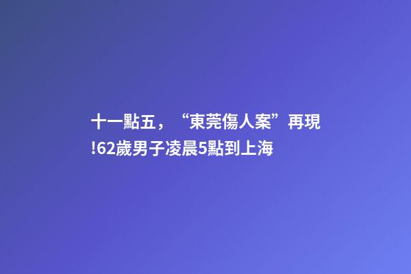 十一點五，“東莞傷人案”再現!62歲男子凌晨5點到上海-第1張-觀點-玄機派