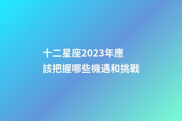 十二星座2023年應該把握哪些機遇和挑戰-第1張-星座運勢-玄機派