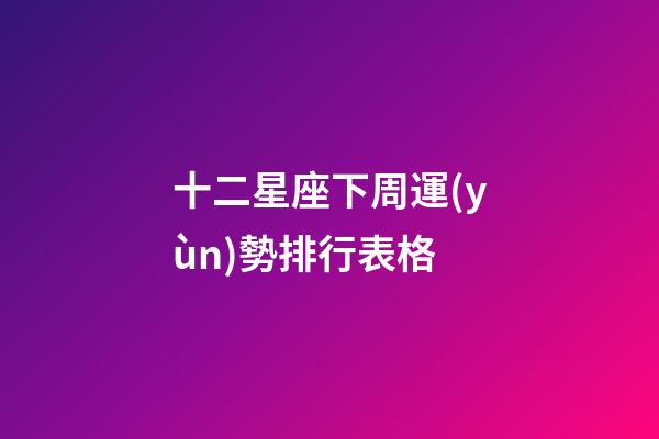 十二星座下周運(yùn)勢排行表格-第1張-星座運(yùn)勢-玄機(jī)派