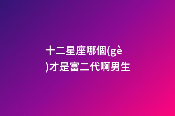 十二星座哪個(gè)才是富二代啊男生-第1張-星座運(yùn)勢(shì)-玄機(jī)派