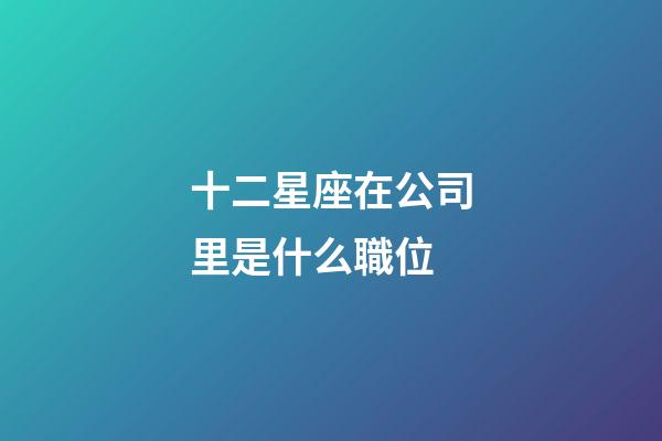 十二星座在公司里是什么職位-第1張-星座運勢-玄機派