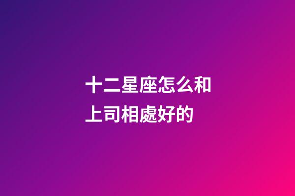 十二星座怎么和上司相處好的-第1張-星座運勢-玄機派
