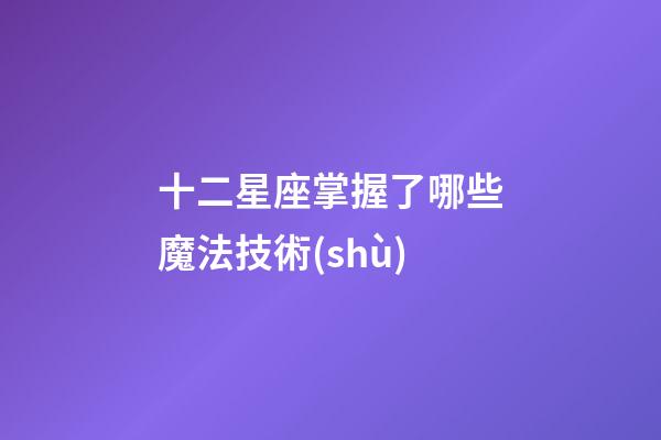 十二星座掌握了哪些魔法技術(shù)-第1張-星座運勢-玄機(jī)派