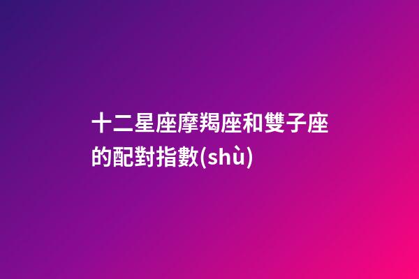 十二星座摩羯座和雙子座的配對指數(shù)-第1張-星座運勢-玄機派