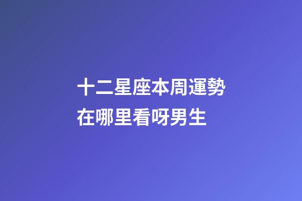 十二星座本周運勢在哪里看呀男生-第1張-星座運勢-玄機派