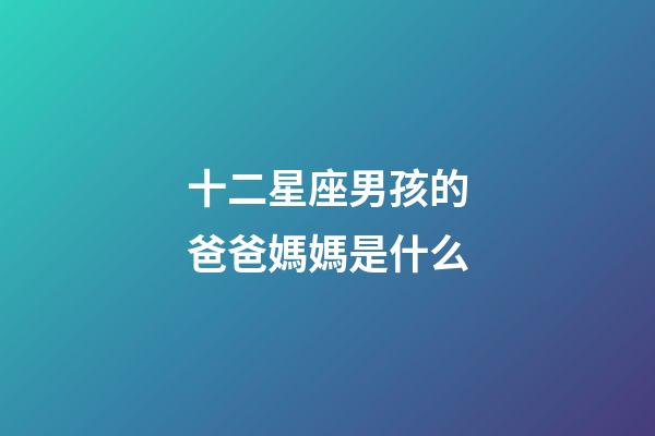 十二星座男孩的爸爸媽媽是什么-第1張-星座運(yùn)勢(shì)-玄機(jī)派