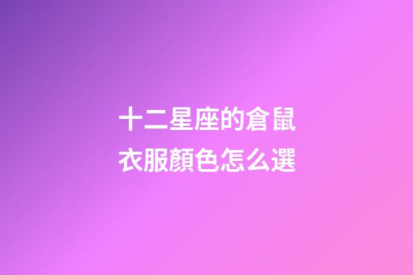 十二星座的倉鼠衣服顏色怎么選-第1張-星座運勢-玄機派