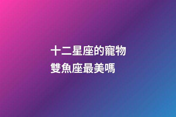 十二星座的寵物雙魚座最美嗎-第1張-星座運勢-玄機派