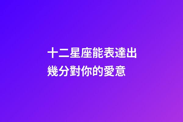 十二星座能表達出幾分對你的愛意-第1張-星座運勢-玄機派