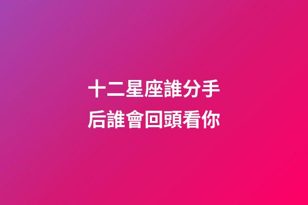 十二星座誰分手后誰會回頭看你-第1張-星座運勢-玄機派