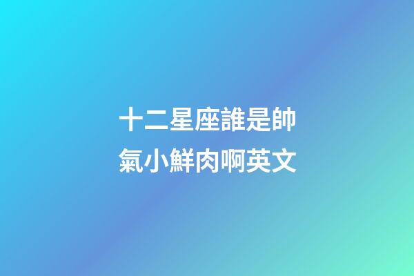 十二星座誰是帥氣小鮮肉啊英文-第1張-星座運勢-玄機派