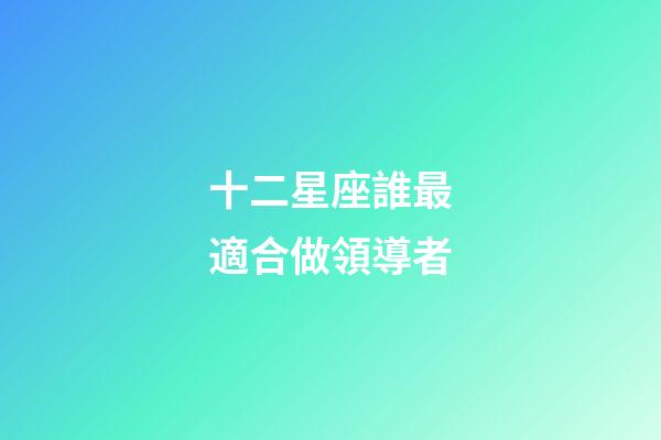 十二星座誰最適合做領導者