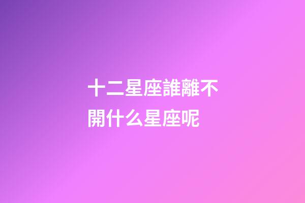 十二星座誰離不開什么星座呢-第1張-星座運勢-玄機派