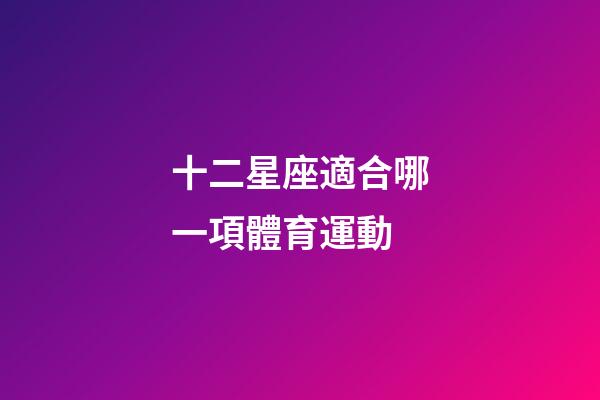 十二星座適合哪一項體育運動