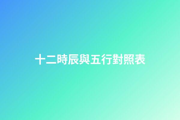 十二時辰與五行對照表