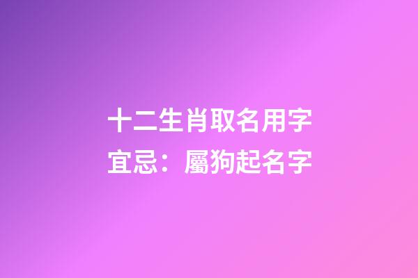 十二生肖取名用字宜忌：屬狗起名字