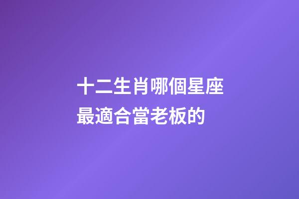 十二生肖哪個星座最適合當老板的-第1張-星座運勢-玄機派