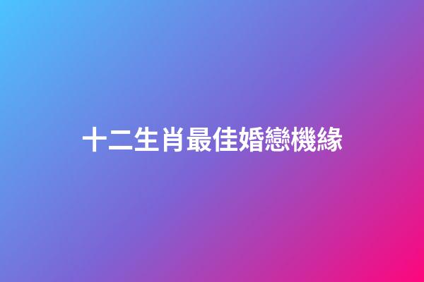 十二生肖最佳婚戀機緣