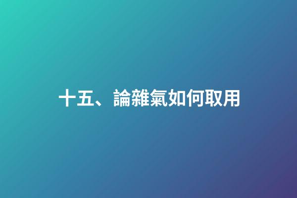 十五、論雜氣如何取用