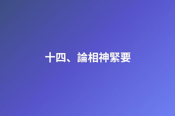 十四、論相神緊要