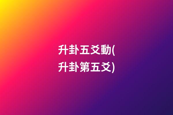 升卦五爻動(升卦第五爻)